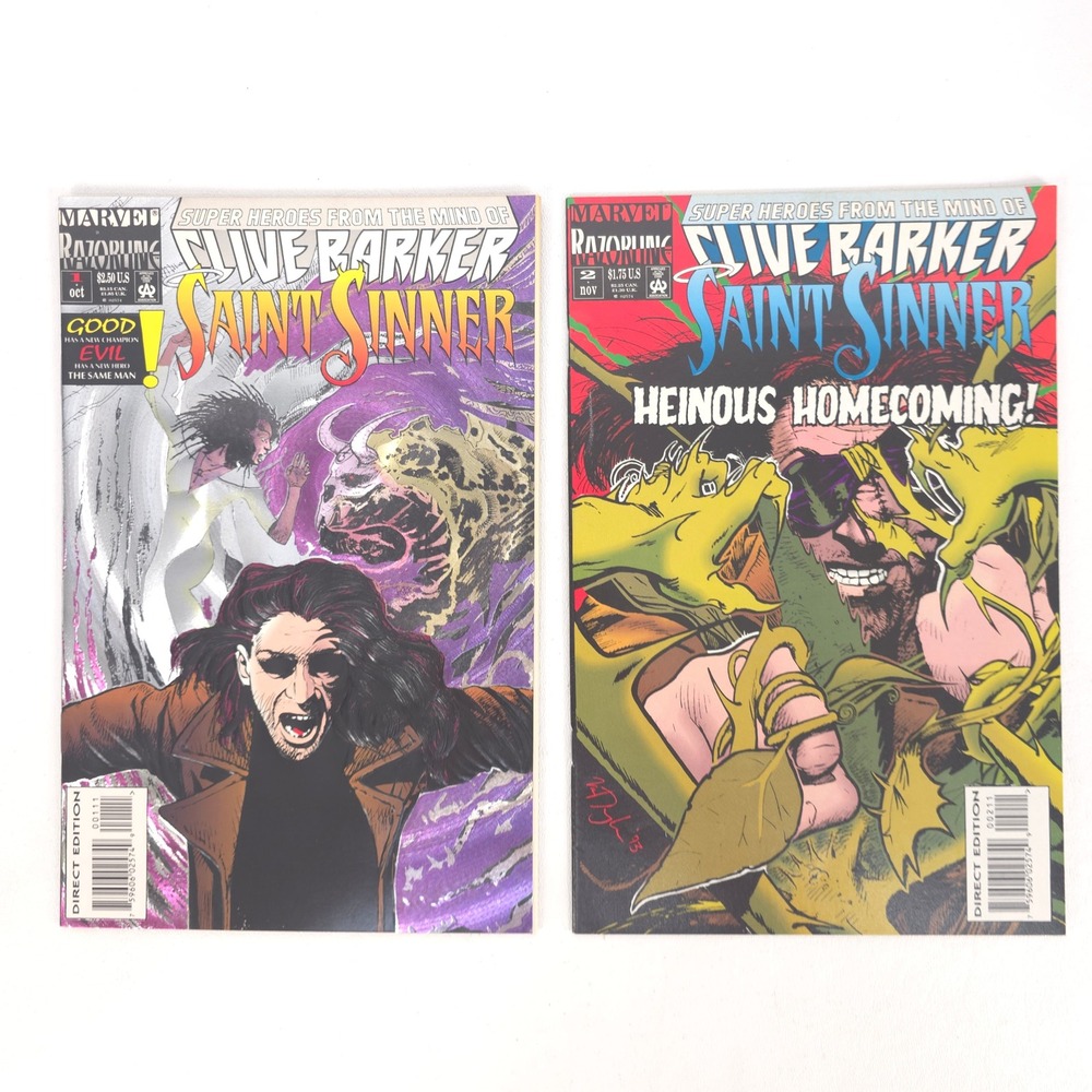 Clive Barker Saint Sinner Comic 1, 2 1993 Marvel Razorline Barkerverses Horror